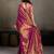 Onion pink linen silk blend saree with gold zari bootas and tassels