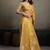 Gold linen silk blend saree with gold zari bootas and tassels