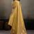 Gold linen silk blend saree with gold zari bootas and tassels