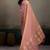 Light peach linen silk blend saree with gold zari bootas and tassels