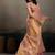 Light peach linen silk blend saree with gold zari bootas and tassels