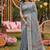 Grey banarasi silk blend saree with multicolor meenakari peacock weaving