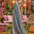 Grey banarasi silk blend saree with multicolor meenakari peacock weaving