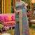 Grey banarasi silk blend saree with multicolor meenakari peacock weaving