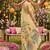 Light yellow banarasi silk blend saree with multicolor meenakari peacock weaving