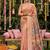 Peach banarasi silk blend saree with multicolor meenakari peacock weaving