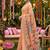 Peach banarasi silk blend saree with multicolor meenakari peacock weaving