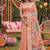 Peach banarasi silk blend saree with multicolor meenakari peacock weaving