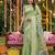 Mint green banarasi silk blend saree with multicolor meenakari peacock weaving