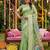 Mint green banarasi silk blend saree with multicolor meenakari peacock weaving