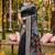 Black banarasi silk blend saree with multicolor meenakari peacock weaving