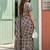 Brown linen cotton blend saree with geometric checkered patterns
