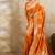 Orange zari woven banarasi silk blend saree with blouse piece