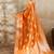 Orange zari woven banarasi silk blend saree with blouse piece