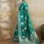 Teal zari woven banarasi silk blend saree with blouse piece
