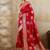 Red zari woven banarasi silk blend saree with blouse piece