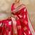 Red zari woven banarasi silk blend saree with blouse piece