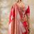 Red zari woven banarasi silk blend saree with blouse piece