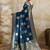 Navy blue zari woven banarasi silk blend saree with blouse piece