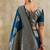 Navy blue zari woven banarasi silk blend saree with blouse piece