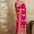 Rani pink zari woven banarasi silk blend saree with blouse piece