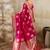 Rani pink zari woven banarasi silk blend saree with blouse piece