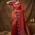 Rust orange  zari woven banarasi silk blend saree with blouse piece