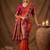 Rust orange  zari woven banarasi silk blend saree with blouse piece