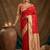 Red  zari woven banarasi silk blend saree with blouse piece