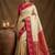Cream  zari woven banarasi silk blend saree with blouse piece