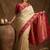 Cream  zari woven banarasi silk blend saree with blouse piece
