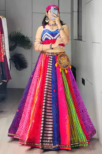 Multicolor Embroidered Faux Georgette party wear lehenga choli