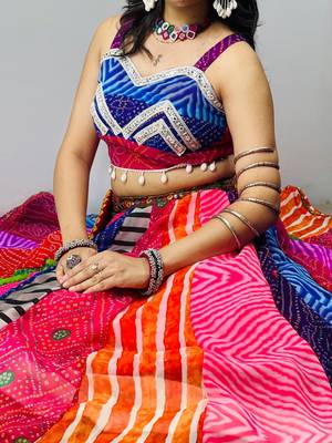 Multicolor Embroidered Faux Georgette party wear lehenga choli 6