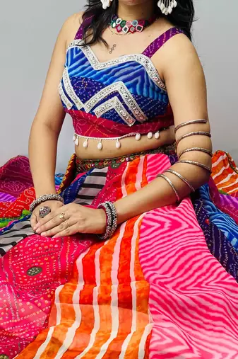Multicolor Embroidered Faux Georgette party wear lehenga choli