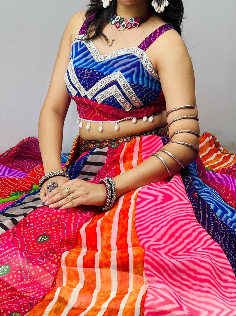 Multicolor Embroidered Faux Georgette party wear lehenga choli