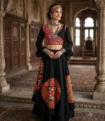black rayon embroidered lehenga choli