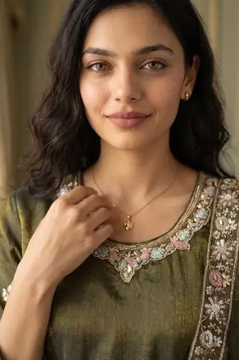 mehendi color tissue silk blend readymade salwar suit 