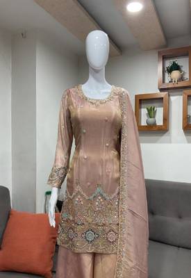 peach color viscos readymade salwar suit  3