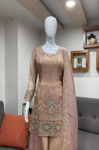 peach color viscos readymade salwar suit 