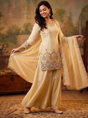 cream color viscos readymade salwar suit  1