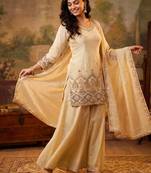 cream color viscos readymade salwar suit 