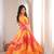 Orange printed tebby organza gown pant set with dupatta