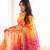 Orange printed tebby organza gown pant set with dupatta