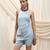 Powder blue linen halter top