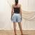 Powder blue linen halter top