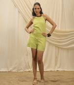 Lime green linen halter top
