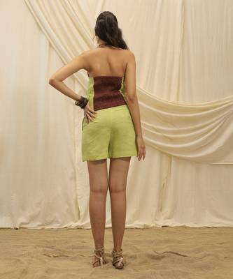Lime green linen halter top 2