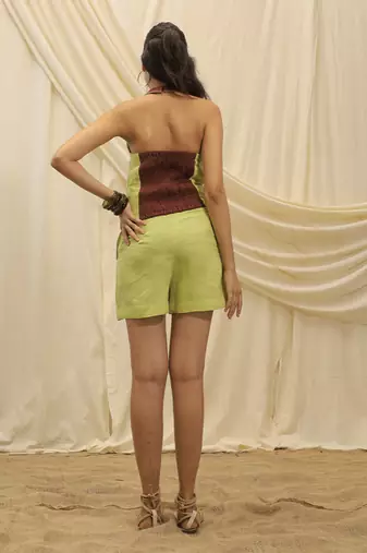 Lime green linen halter top
