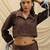 Brown linen cropped jacket top
