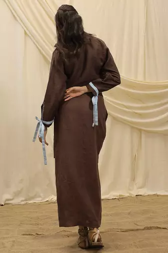 Brown linen cropped jacket top